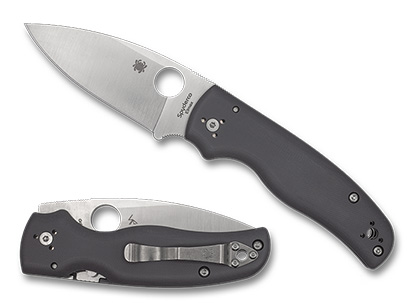 The Shaman  Dark Gray G-10 Elmax Exclusive Knife shown opened and closed.