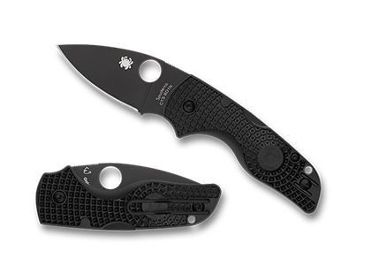The Lil rsquo  Native  Lightweight Black Blade Knife shown opened and closed.