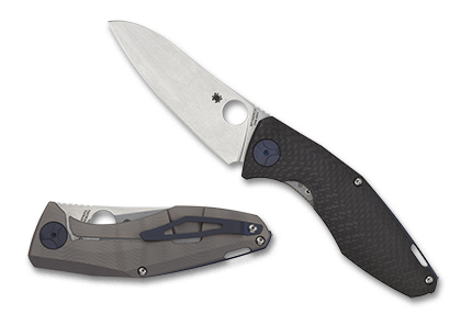 The Drunken  Carbon Fiber Ti Knife shown opened and closed.