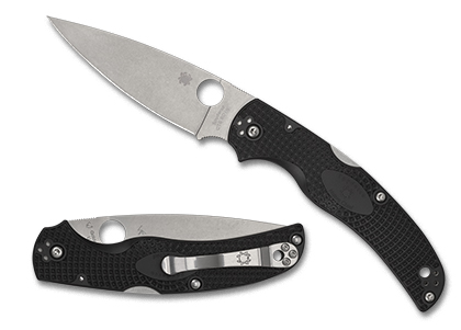 The Native Chief  Black Lightweight Knife shown opened and closed.