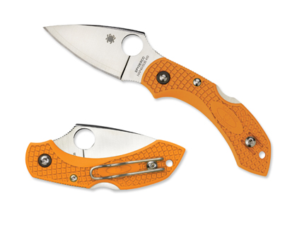 The Dragonfly  2 Burnt Orange HAP40 Sprint Run  Knife shown opened and closed.