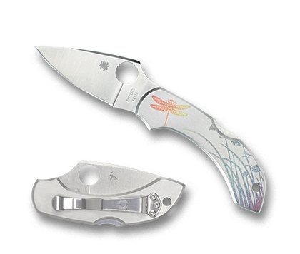 The Dragonfly  Stainless Tattoo Knife shown opened and closed.