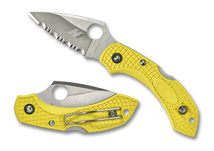 The Dragonfly  2 Salt  FRN Yellow Knife shown opened and closed.