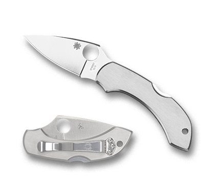 The Dragonfly  Stainless Knife shown opened and closed.