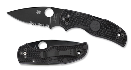 The Native  5 FRN Black Black Blade Knife shown opened and closed.