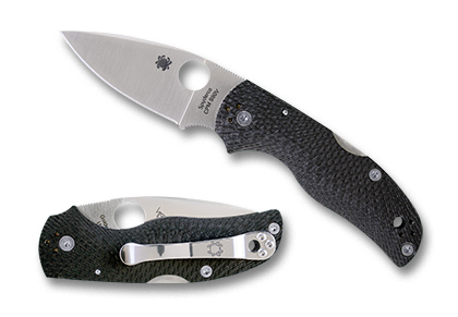 The Native  5 Fluted Carbon Fiber CPM S90V Knife shown opened and closed.
