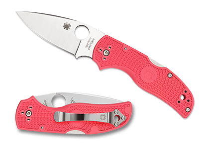 The Native  5 FRN Pink Knife shown opened and closed.