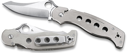 The A T R   Titanium Knife shown opened and closed.