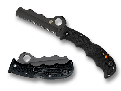 The Assist  FRN Black Black Blade Knife shown opened and closed.