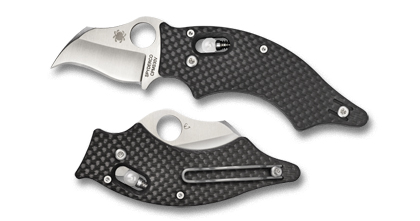 The Dodo  Carbon Fiber Knife shown opened and closed.