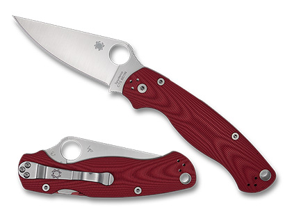The Para Military  2 Red Aluminum Cosmic Arc CTS BD1N Exclusive Knife shown opened and closed.