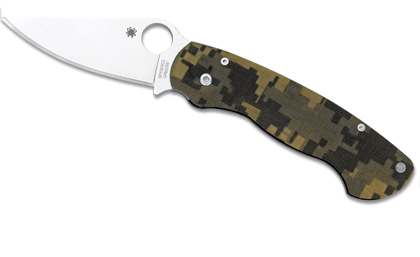 The Para Military  Digital Camouflage G-10 Knife shown opened and closed.