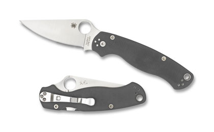 The Para Military  2 Gray G-10 20CP Sprint Run  Knife shown opened and closed.