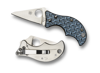 The Spin  Blue Nishijin Glass Fiber Sprint Run  Knife shown opened and closed.