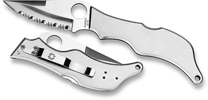The Scorpius  Stainless Steel Knife shown opened and closed.