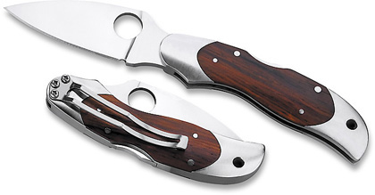 The Kopa  Cocobolo Wood Knife shown opened and closed.