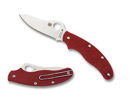 The UK Penknife  Red G-10 CPM S30V Drop Point Exclusive Knife shown opened and closed.