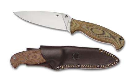 The Temperance  2 Canvas Micarta Brown Knife shown opened and closed.