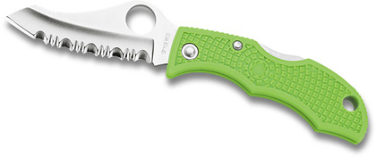 The Jester  Lime Green FRN Knife shown opened and closed.