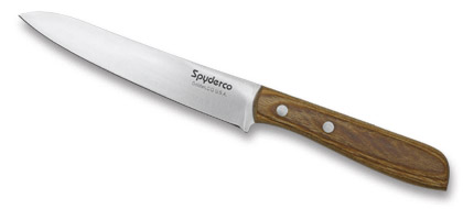 The Spyderco Yang Kitchen Knife shown open and closed