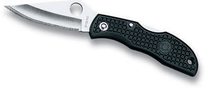The Ladybug  Black FRN Knife shown opened and closed.