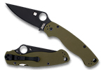 The Para Military® 2 G-10 OD Green Black Blade Exclusive shown open and closed.