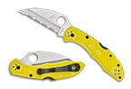 The Salt® 2 FRN Yellow Wharncliffe SpyderEdge shown open and closed.