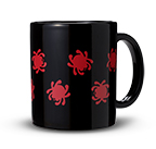 The Spyderco Mug Black w/ Red Bugs shown open and closed.
