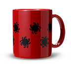 The Spyderco Mug Red w/ Black Bugs shown open and closed.